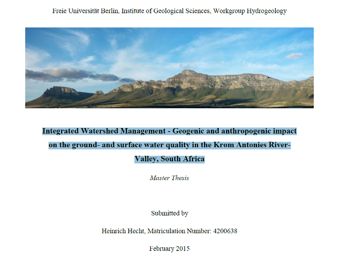 Thesis on water quality management