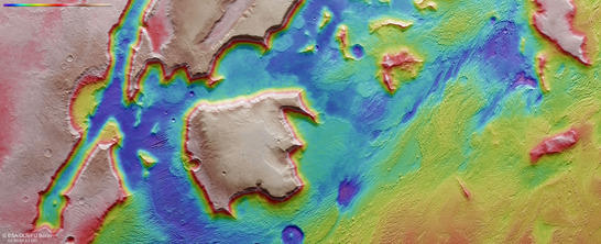 Aeolis Mensae color coded digital terrain model