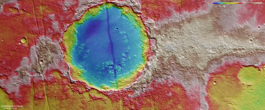 Memnonia Fossae color coded digital terrain model