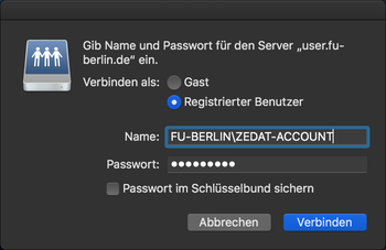 mac OS - Authentifizierung