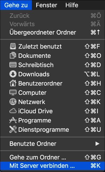 mac OS - Mit Server verbinden