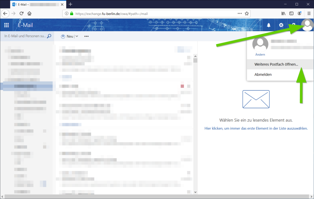 3. Weiteres Postfach öffnen