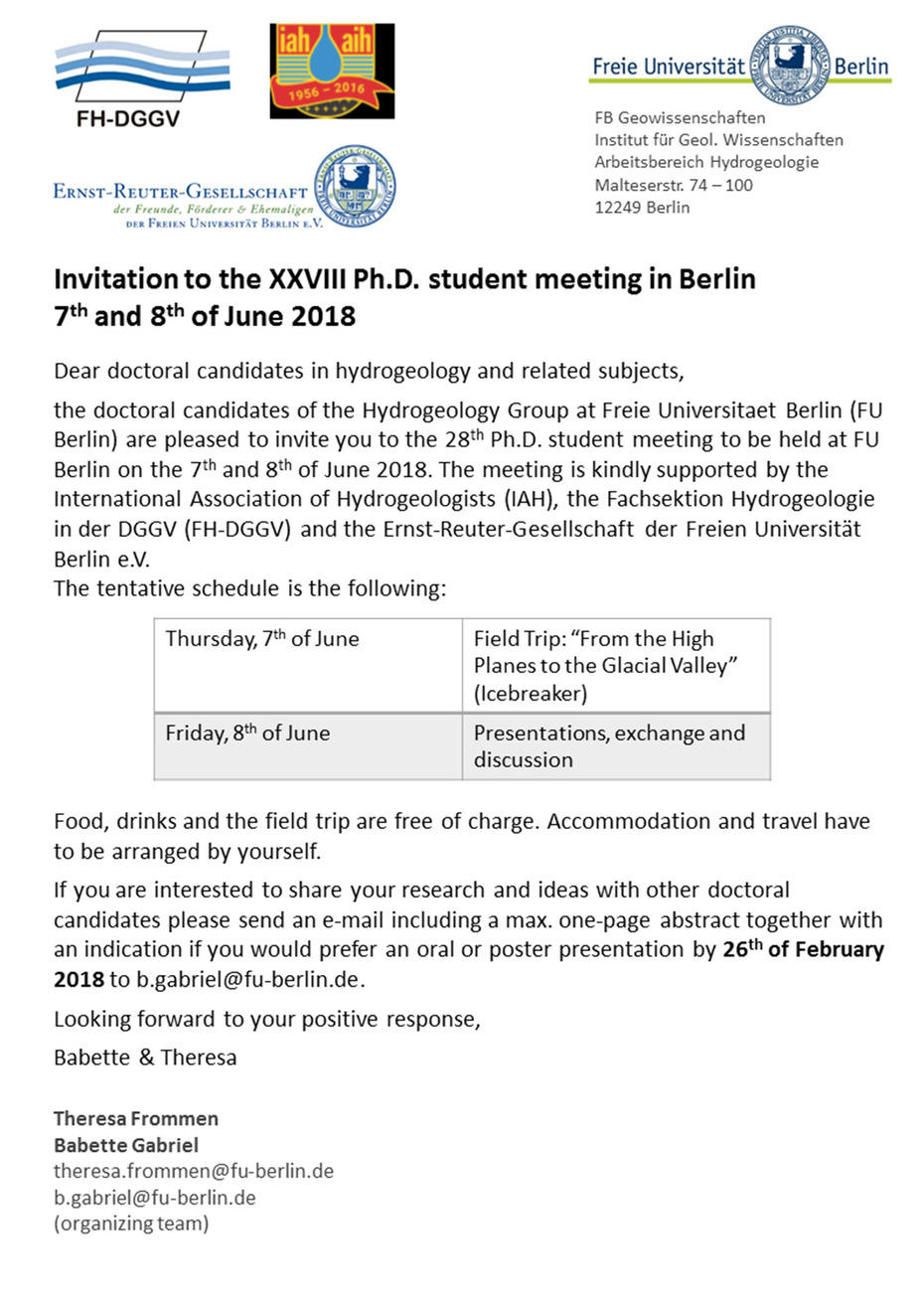 Invitation PhD  student meeting 2018