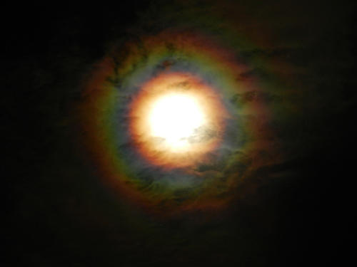 März © Martin Homann - Eine seltene Mondhalo (aufgenommen in Südafrika) - Lichteffekt der atmosphärischen Optik, die durch Reflexion und Brechung von Licht an Eiskristallen entstehen.