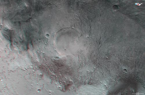 Jezero Crater Landing Site Anaglyph