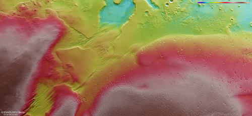 Medusea Fossae color-coded terrain model