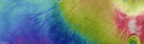 Nectaris Fossae - HRSC color-coded terrain model