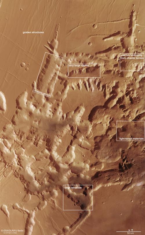 Noctis Labyrinthus Mosaic - HRSC annotated