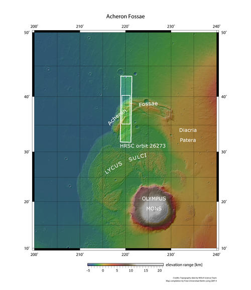 Acheron Fossae West  - context map