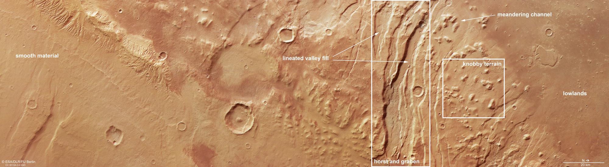 Acheron Fossae West - HRSC annotated