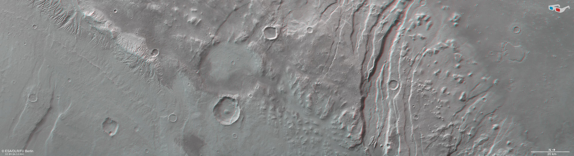 Acheron Fossae West - HRSC anaglyph