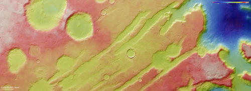 Coloe Fossae - HRSC color-coded terrain model