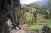 Landscape and outcrop of Doushantuo black shales, Dazhu,  Sichuan