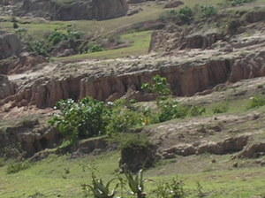 Badlands caused by water erosion, South Ethiopia