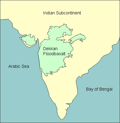  	Distribution of Flood Basalts on the Indian Subcontinent