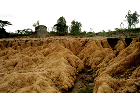 Severe soil erosion in the Gina River catchment