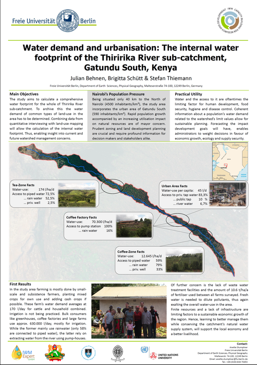 Julian Behnen (2014): Water demand and urbanisation: The internal water footprint of the Thiririka River sub-catchment, Kenya