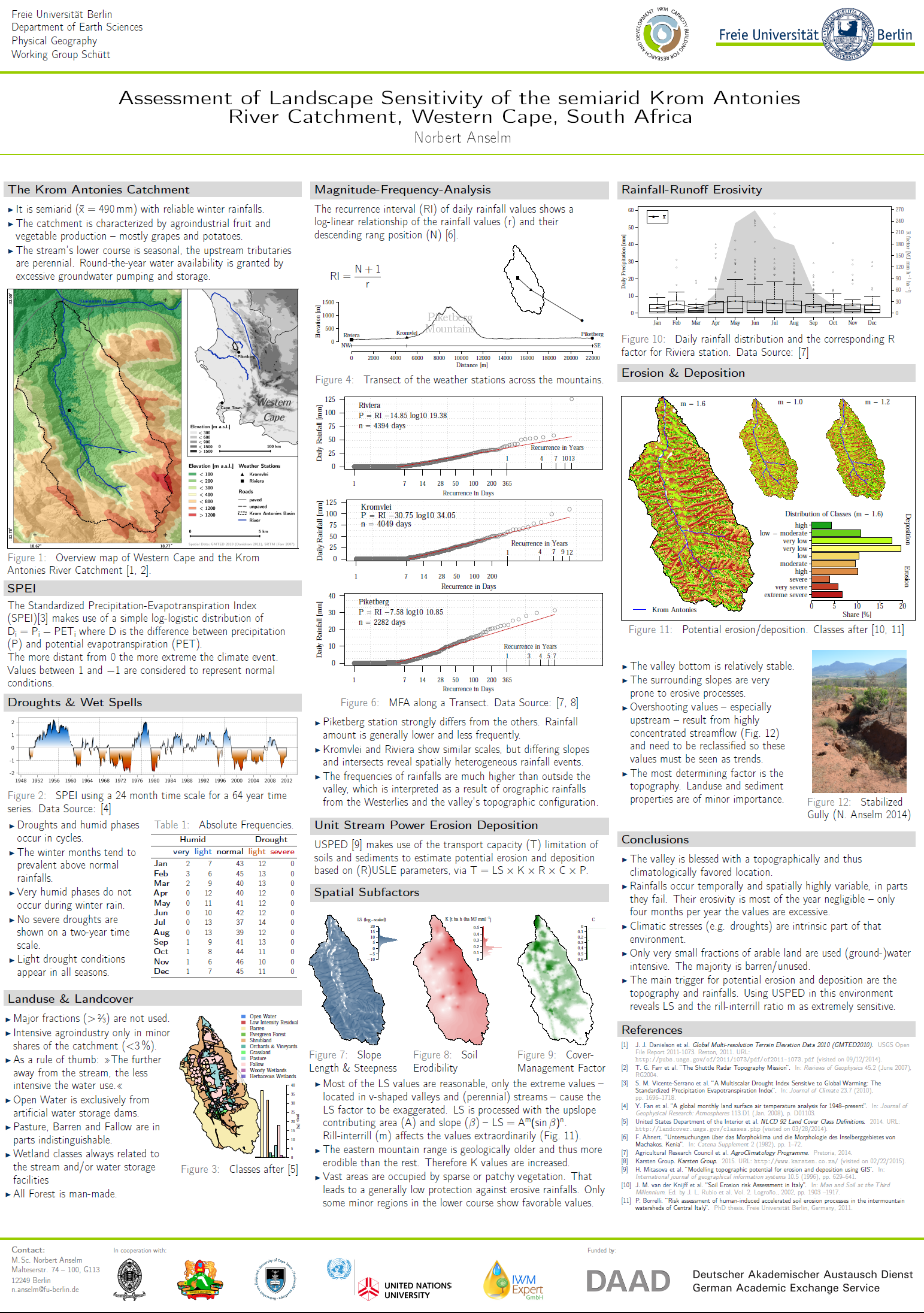 Norbert Anselm (2015): Assessment of Landscape Sensitivity of the semi-arid Krom Antonies catchment , South Africa