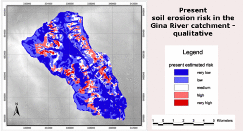 Soil erosion risk in the Gina River catchment in 2003 assessed after a qualitative approach