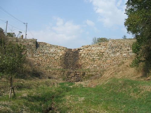 Stone dam in river bed