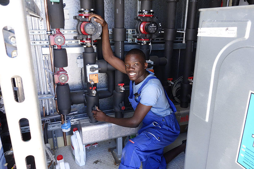 Technician at the wastewater treatment plant