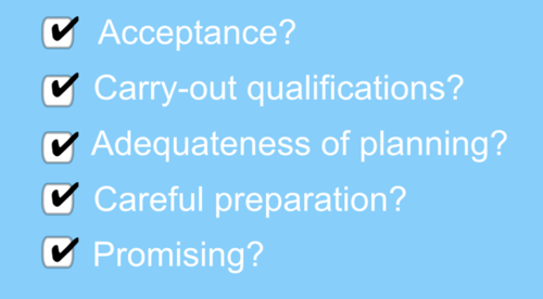 Quality criteria to evaluate a proposal