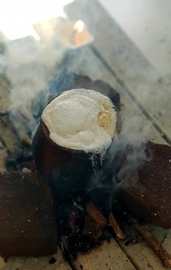 Milk pot ceremony for New Year in a Sri Lankan house