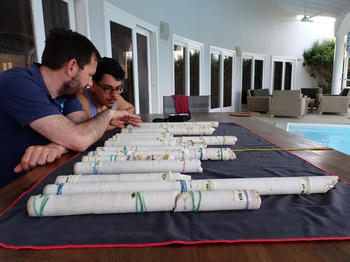Even when the field work was done for the day, the work went on at the house, including the careful labelling and storing of the samples collected that day.