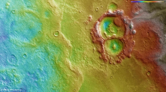 Hellas color coded digital terrain model