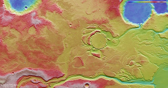 Minio Vallis Farbkodiertes Höhenmodell