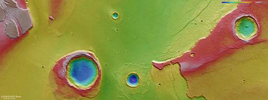 Worcester Crater color coded digital terrain model