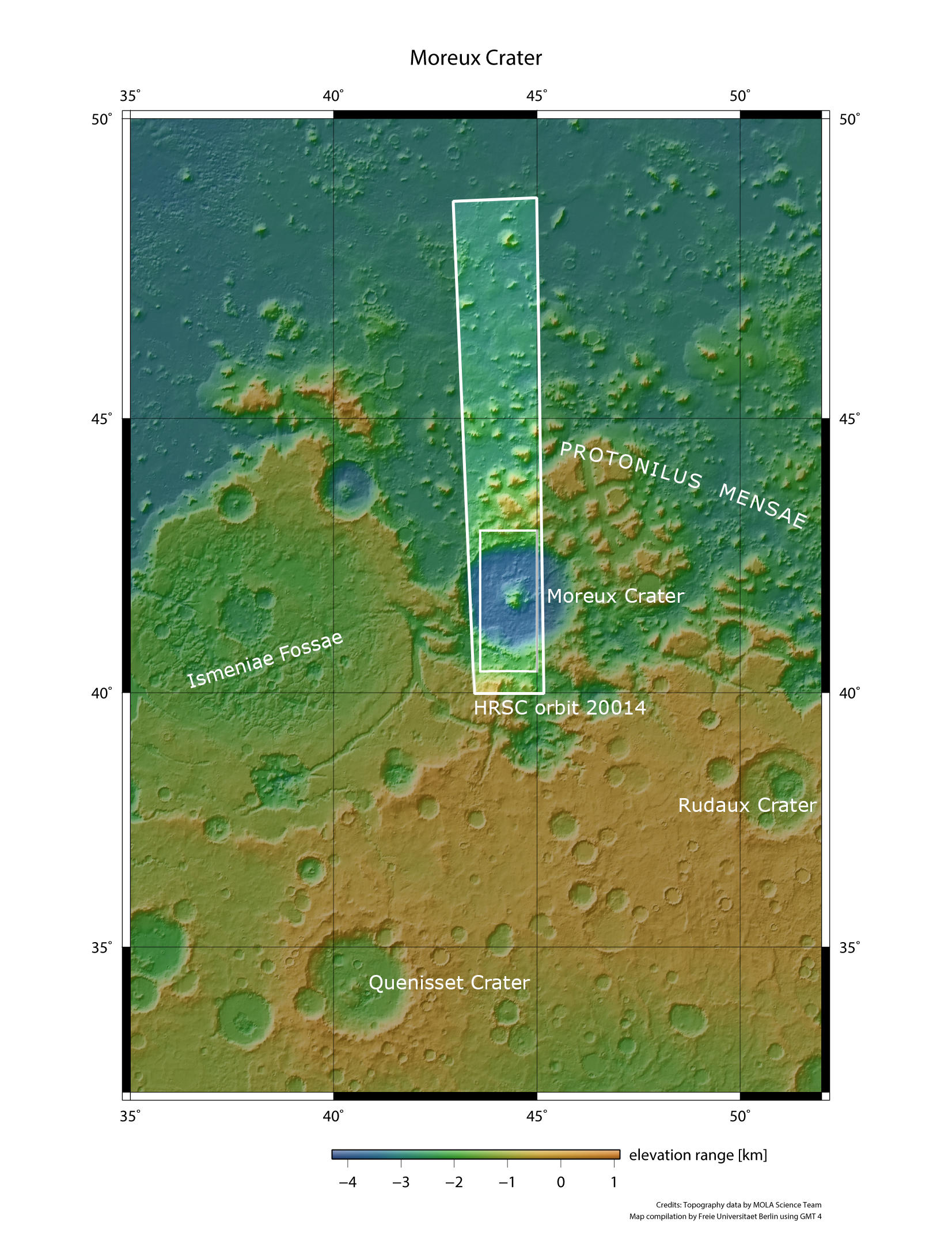 Moreux Krater Übersichtskarte