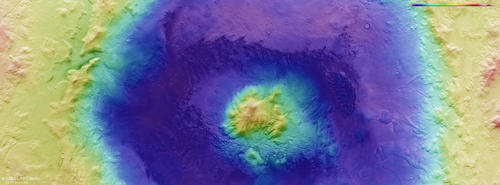 Moreux Krater Farbkodiertes Höhenmodell