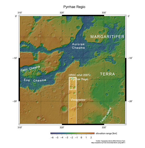 Pyrrhae Regio Übersichtskarte