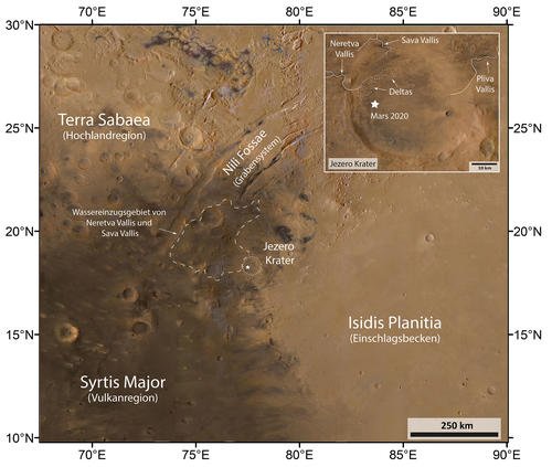 Mars-2020-Landestelle Übersichtskarte