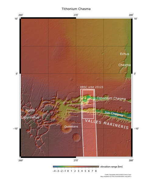 Ius und Tithonium Chasma Übersichtskarte