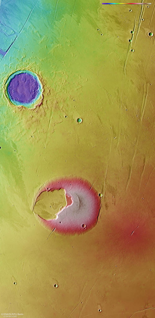 Jovis Tholus HRSC color-coded terrain model