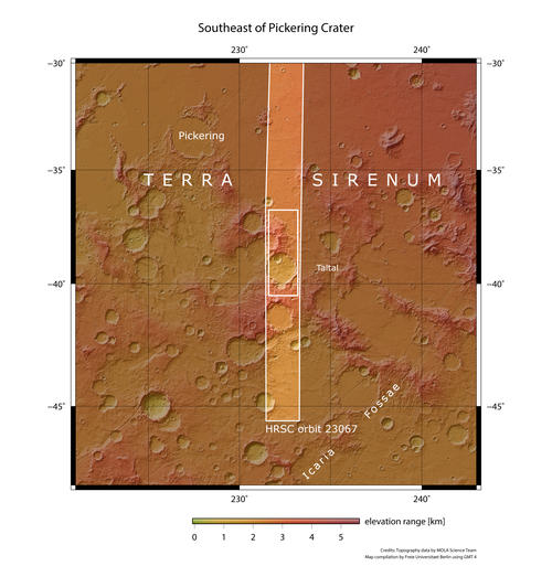 Südöstlich vom Pickering Krater - Übersichtskarte