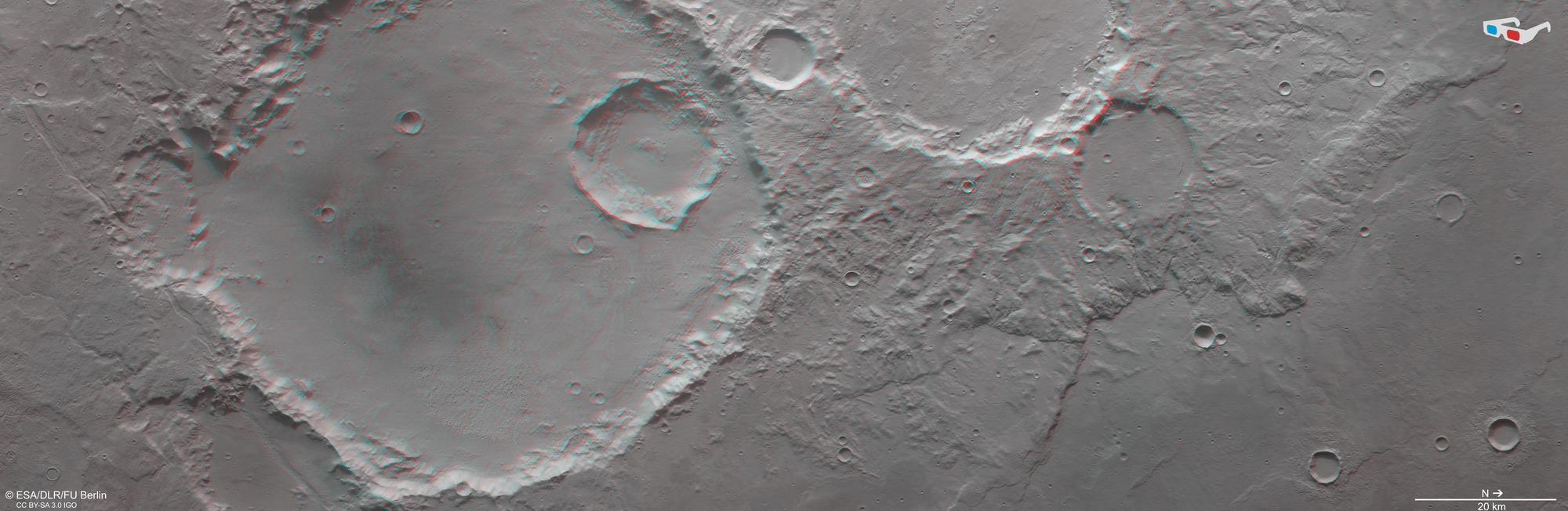 Südöstlich vom Pickering Krater - HRSC Anaglyphe