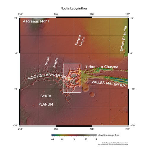 Noctis Labyrinthus Mosaic - Übersichtskarte