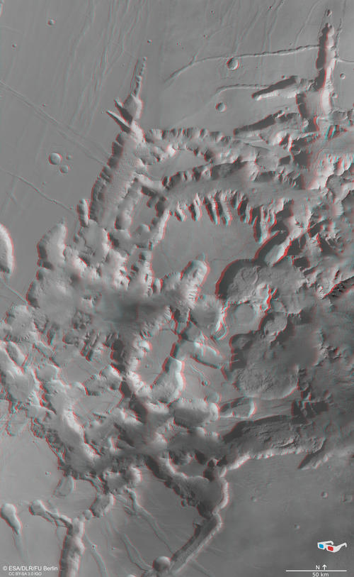 Noctis Labyrinthus Mosaic - "virtuelle" Anaglyphe