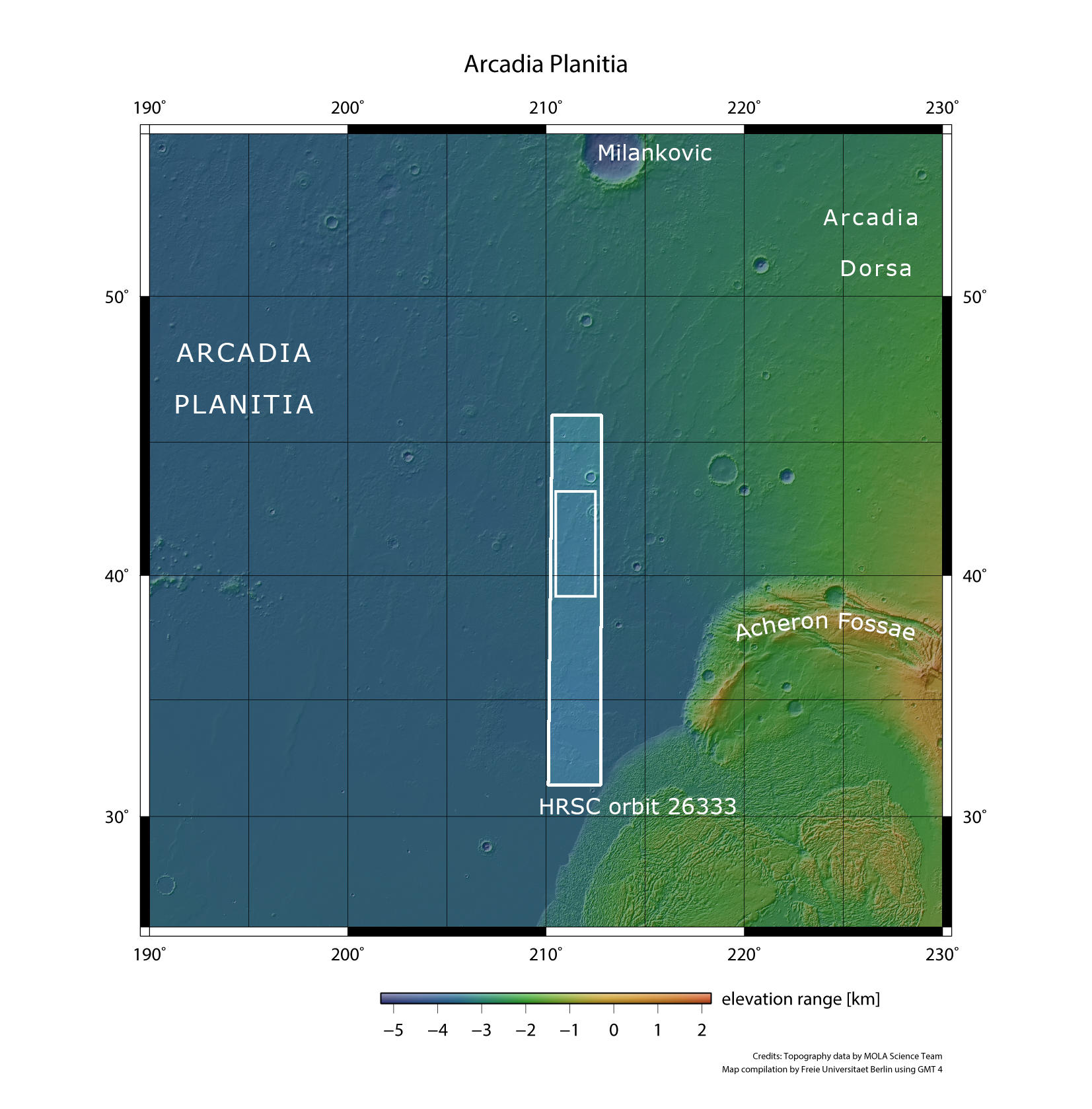 Arcadia Planitia - Übersichtskarte