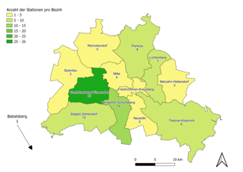 Anzahl der OpenUCO-Stationen pro Bezirk: Obwohl unser Ziel war, die Stationen möglichst gleichmäßig über die Stadt zu verteilen, wurden in Charlottenburg-Wilmersdorf  die meisten OpenUCO-Stationen aufgebaut. 