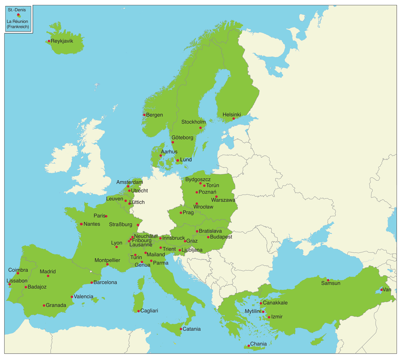 Erasmus+ Partneruniversitäten 2025 (Geowissenschaften)